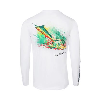 Bob Marlin Performance Shirt Rasta Marlin White - Best quality fishing accessories - Anglersbay