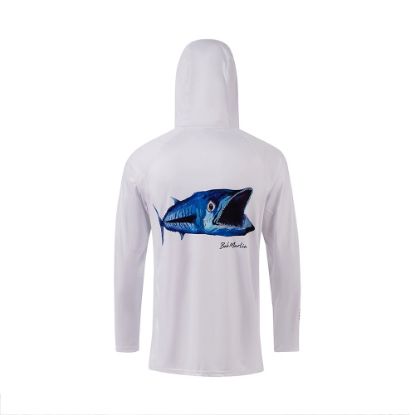 Bob Marlin Performance Hoody With Built-in Face Mask Natty King White - Best quality fishing accessories - Anglersbay