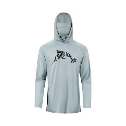 Bob Marlin Performance Hoody With Built-in Face Mask BM Grey - Best quality fishing accessories - Anglersbay